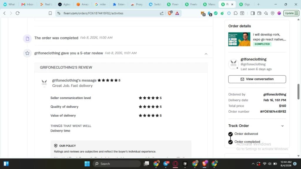 Fiverr review from grifoneclothing
