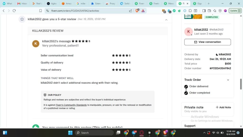 Fiverr review from killak2552
