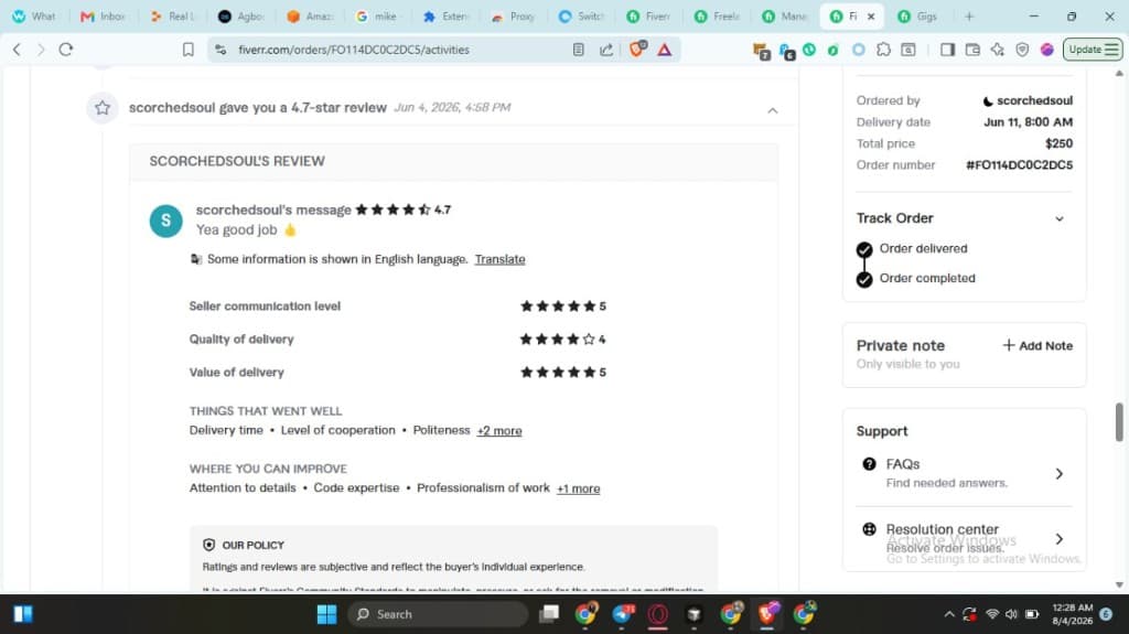 Fiverr review from scorchedsoul