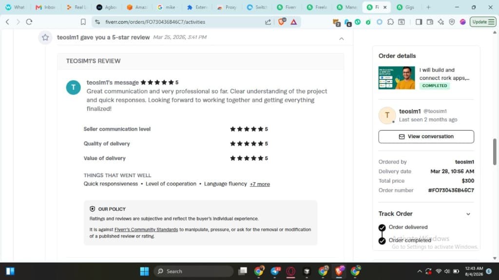 Fiverr review from teosim1