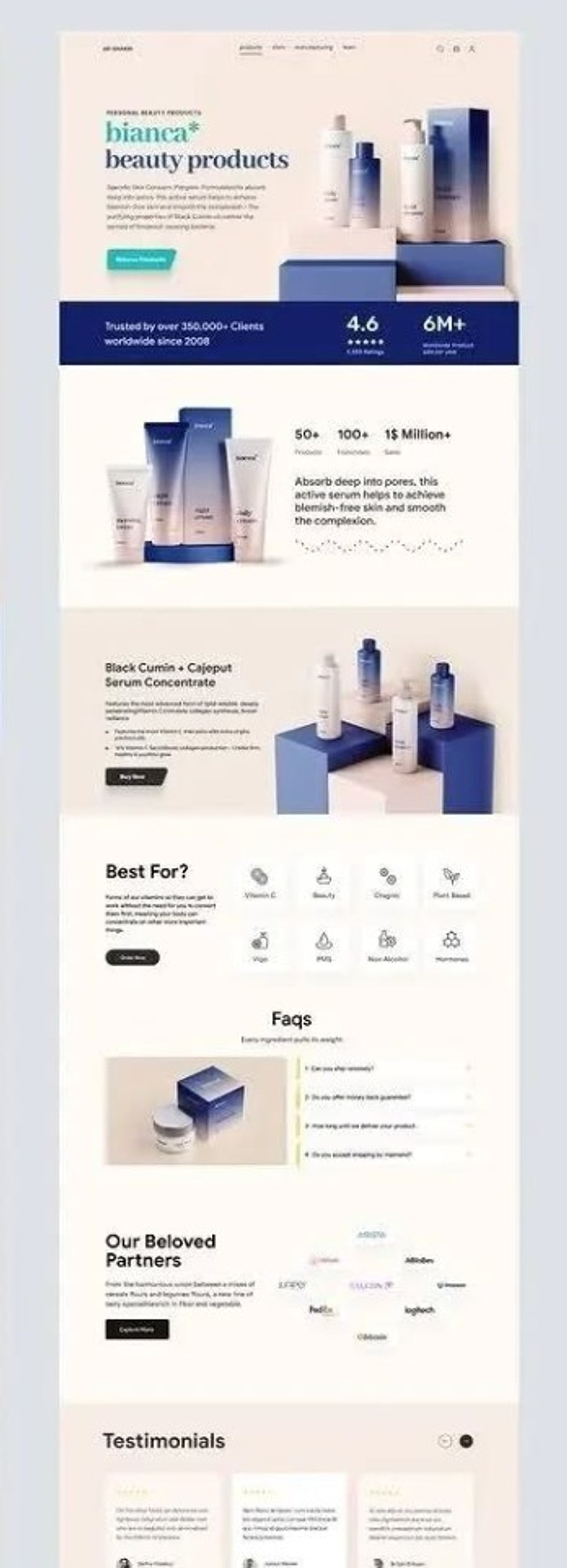 bianca* — AR-SHAKIR Beauty UI design frame 1