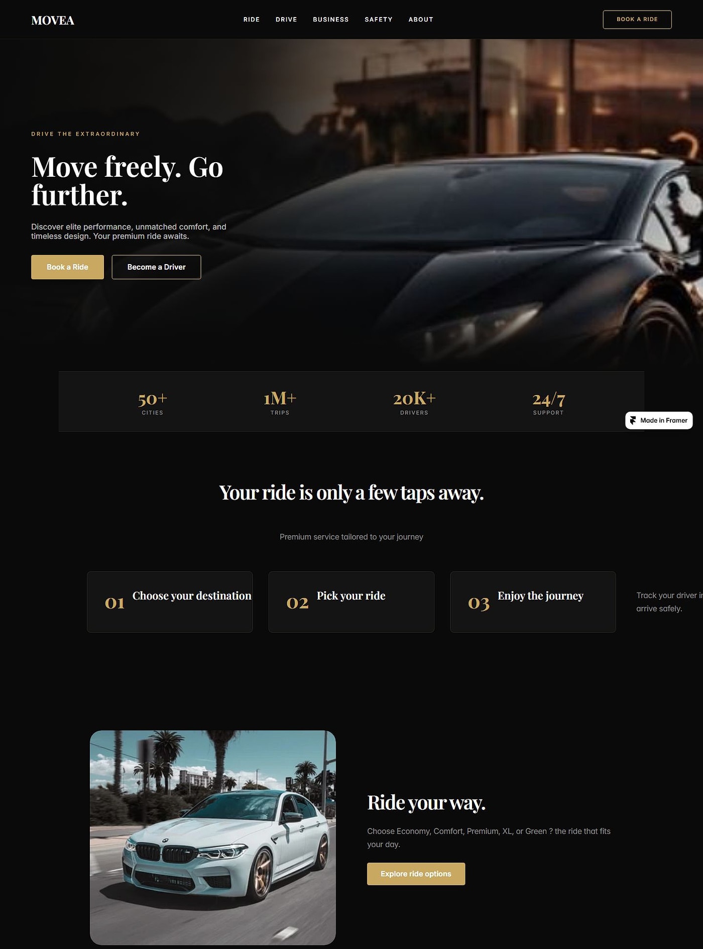 MOVEA — Premium Ride Platform (Framer)